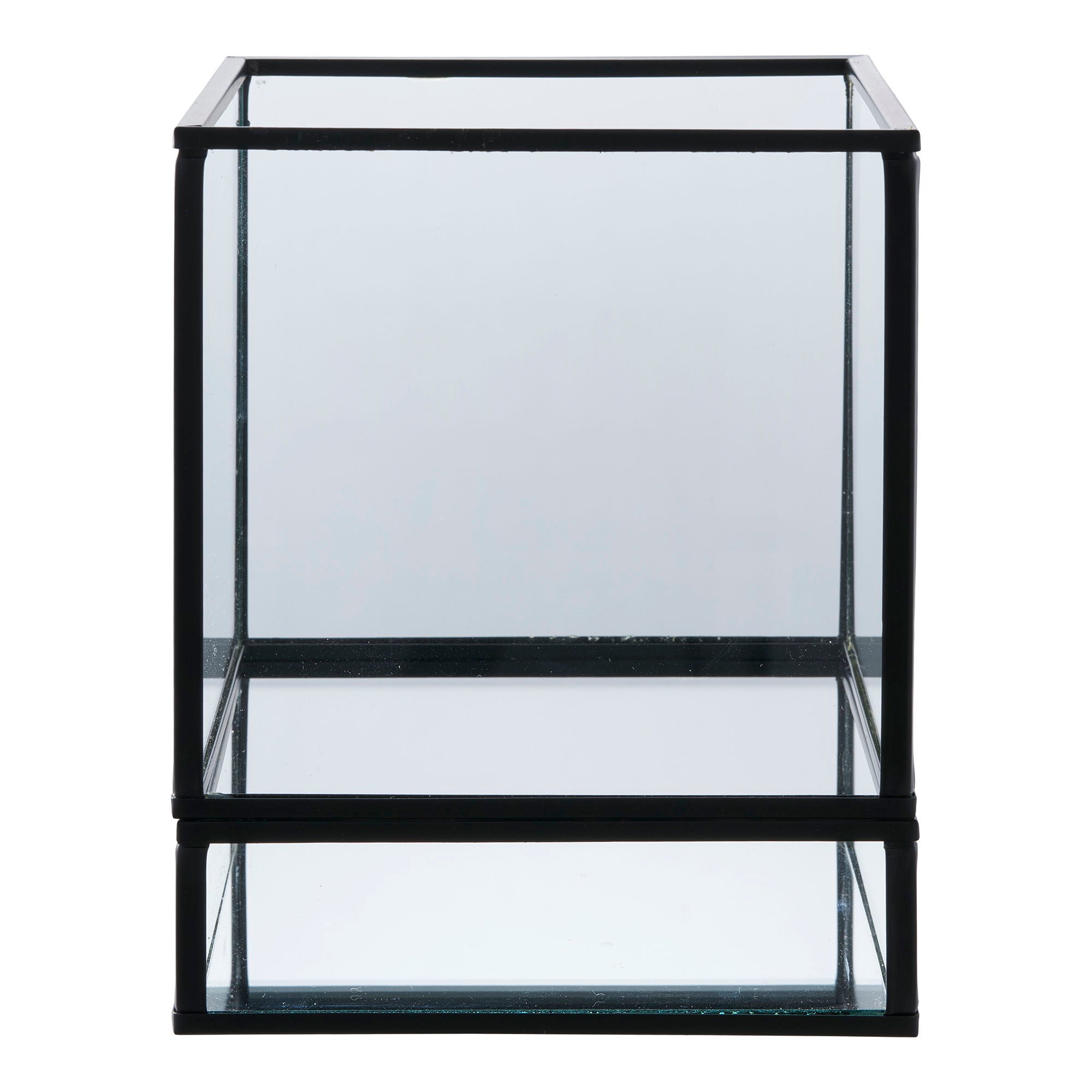 Hurricane Kerzenhalter – Glas & Metall, schwarz, 12×12×15 cm